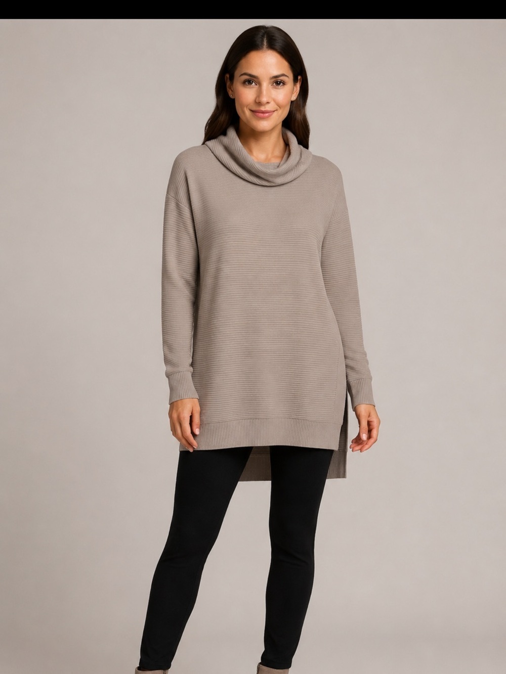 Joe Fresh Ribbed Cowl Neck Sweater - Taupe